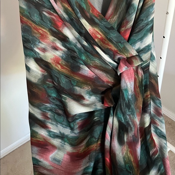 Rachel Roy Midi Wrap Assymetrical Watercolour dress - Picture 3 of 5